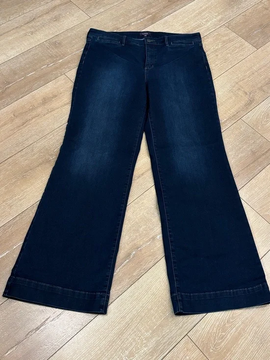 NYDJ Teresa Wide Leg Jeans 14 Dark Wash Trouser Style High Rise Minimalist - Picture 2 of 10